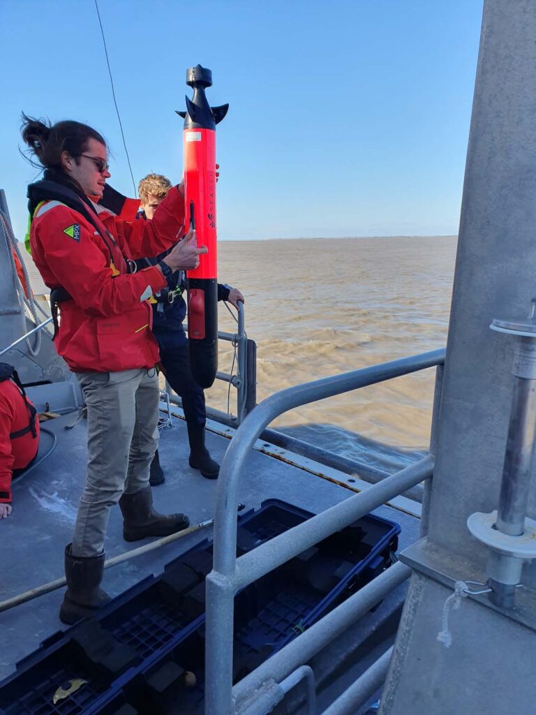 YUCO Deployment YUCO-CTD deployment in the Rhone River plume from a costal boat.