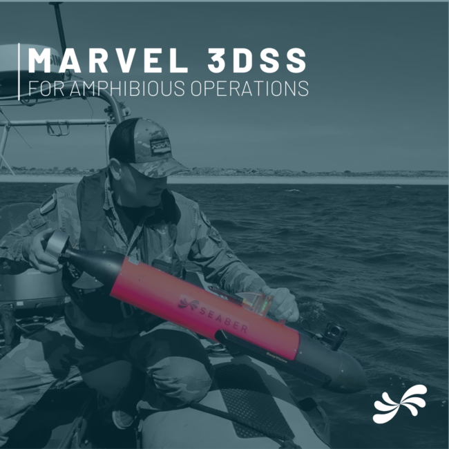 MARVEL 3DSS for amphibious operations SEABER_AUV_Micro-AUV_Pink_UUV_Hydrographic_Side_Scan_Sonar_PAM_CTD_ASW_YUCO_RECALL_MARVEL_MCM_Mine_Counter_Measures_Security_Coast_Guard_Underwater_Drone_Autonomous Underwater Vehicles_Magnetometer_Sensys_UXO_Multibeam echosounder_MBES_Imagenex_Deep water_Shallow water_survey